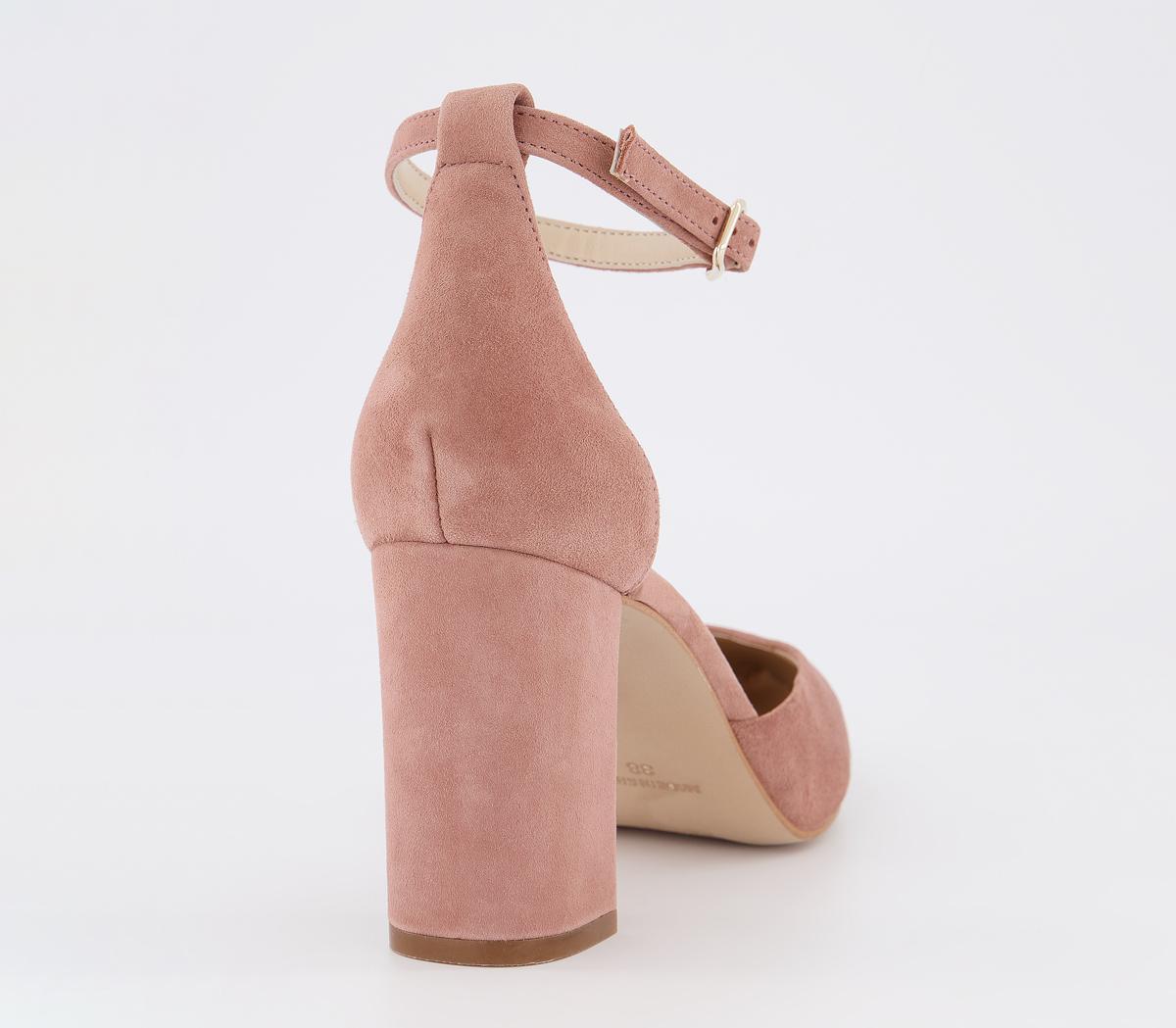 OFFICEMinnie Ankle Strap Court HeelsDusty Pink Suede