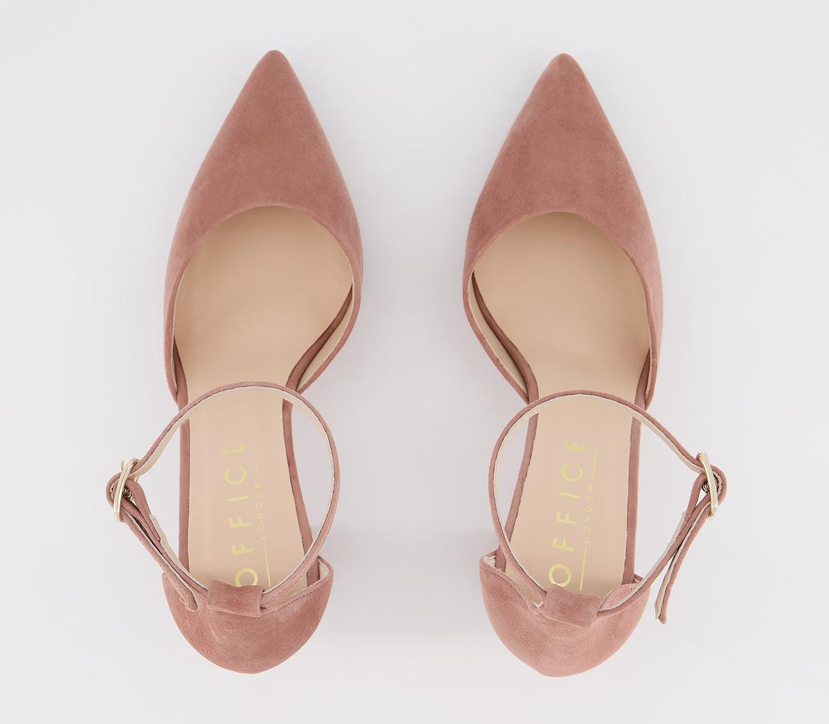 OFFICEMinnie Ankle Strap Court HeelsDusty Pink Suede