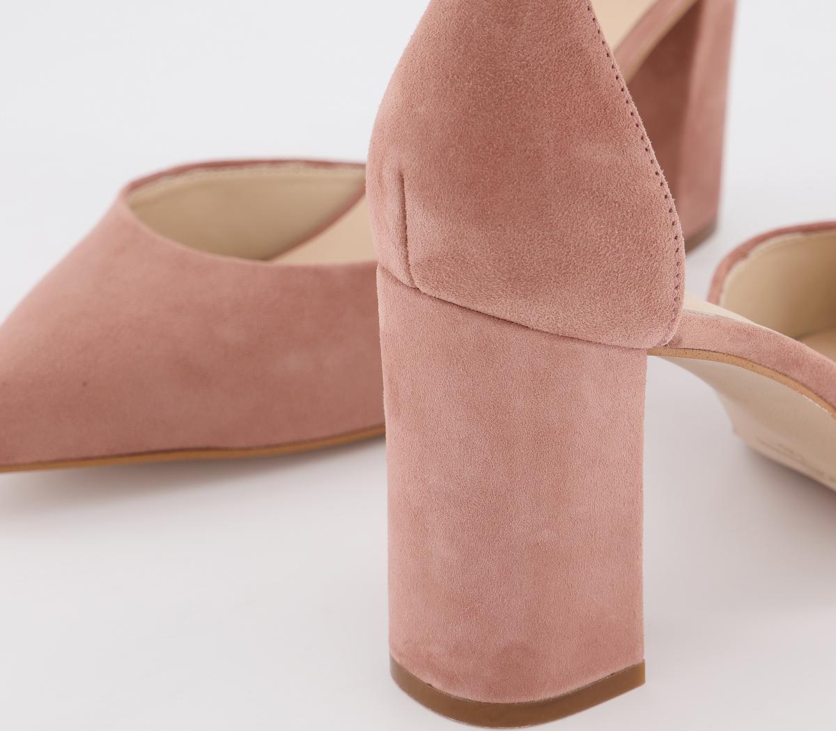 OFFICE Minnie Ankle Strap Court Heels Dusty Pink Suede - Mid Heels