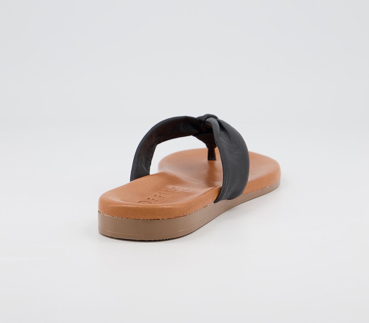 OFFICE Saigon Toe Thong Sandals Black Leather - Women’s Sandals