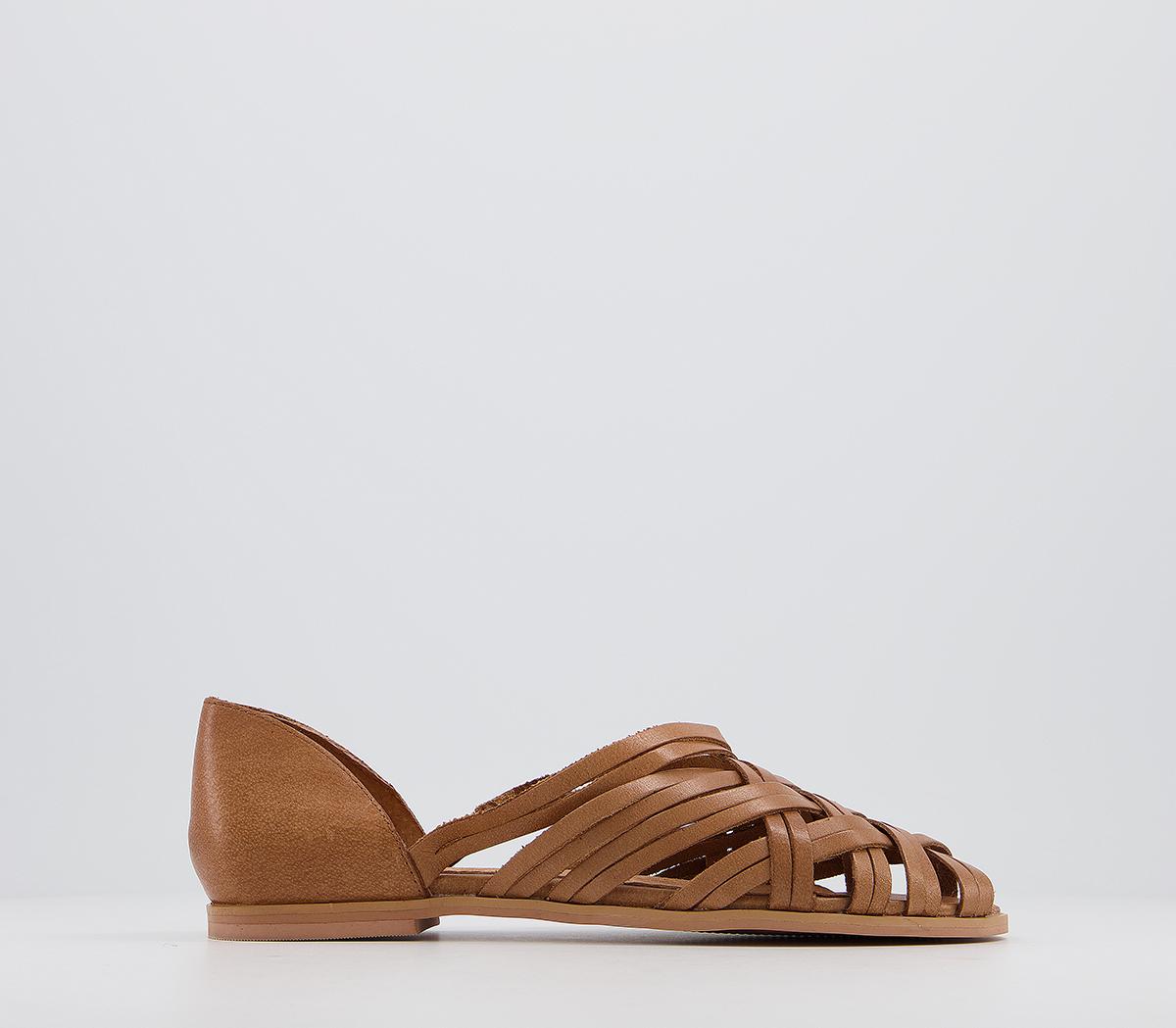 Tan open deals toe flats