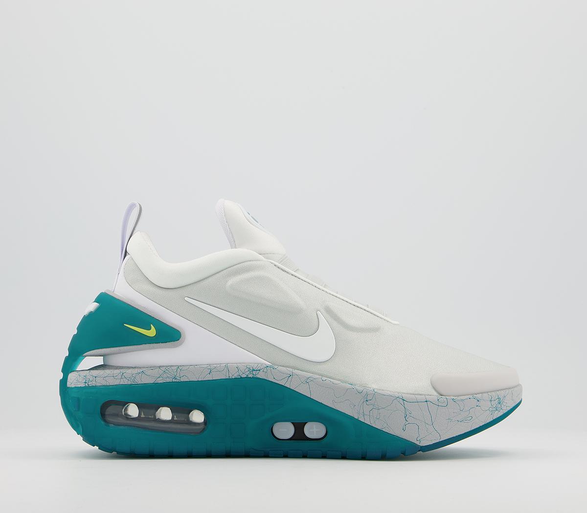 NikeAdapt Auto Max TrainersJetstream White Radiant Emerald Chrome Yellow Wolf