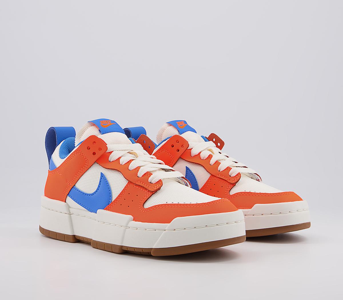Nike Dunk Low Disrupt Trainers Nike Dunk Low Disrupt Trainers Sail Light Photo Blue Total Orange Gum Med Brown