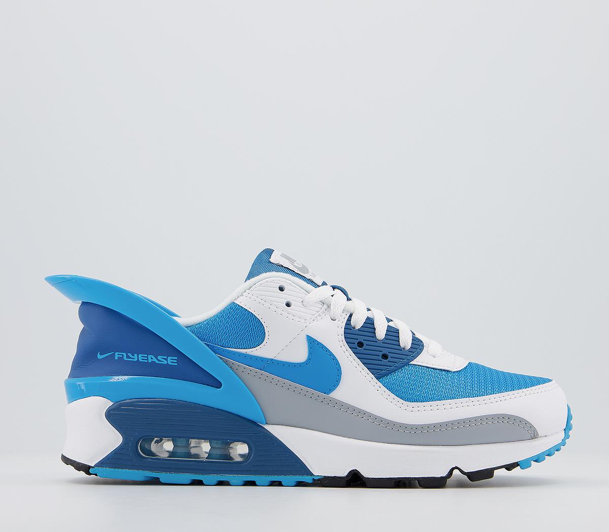 NikeAir Max 90 Flyease TrainersWhite Laser Blue White Industrial Blue