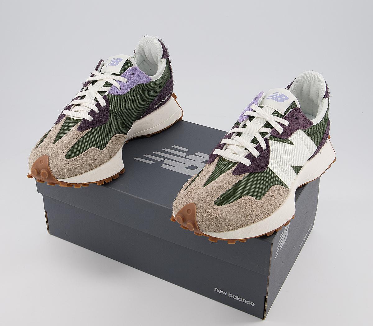 New Balance 327 Trainers Oak Leaf Green Mystic Purple - Unisex Sports