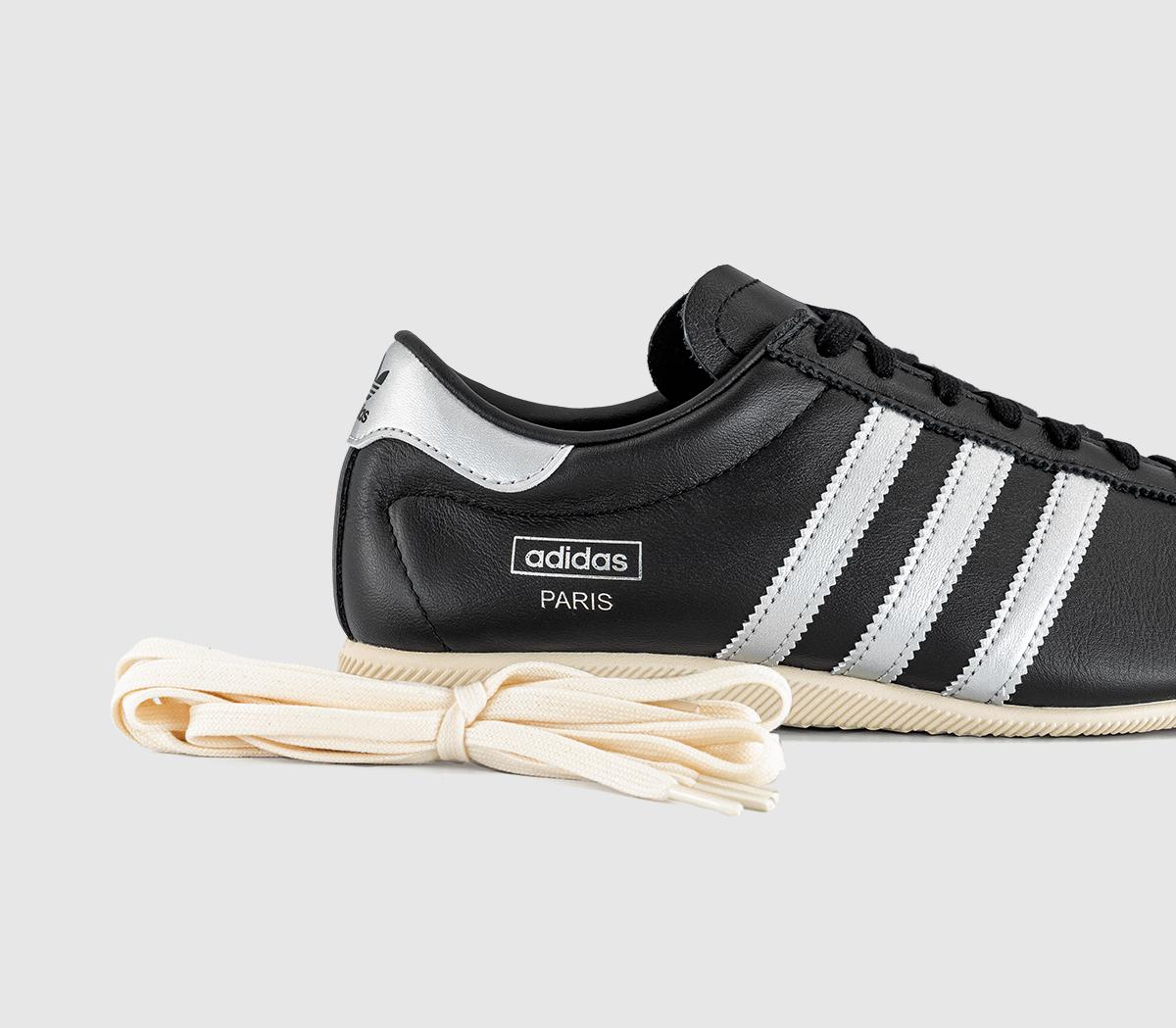 adidasParis TrainersCore Black Silver Metallic Cream White