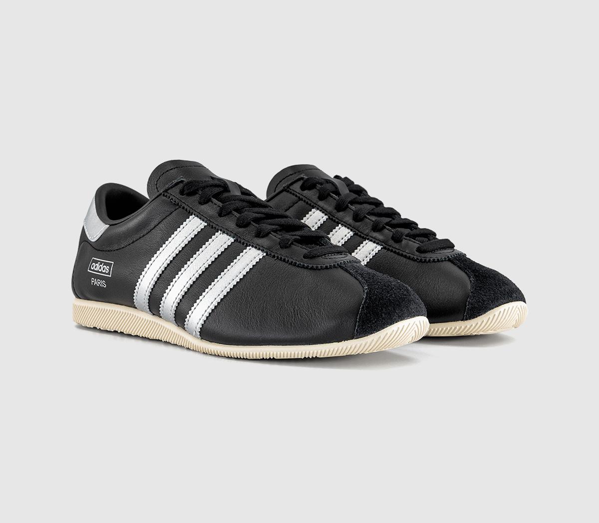 adidasParis TrainersCore Black Silver Metallic Cream White