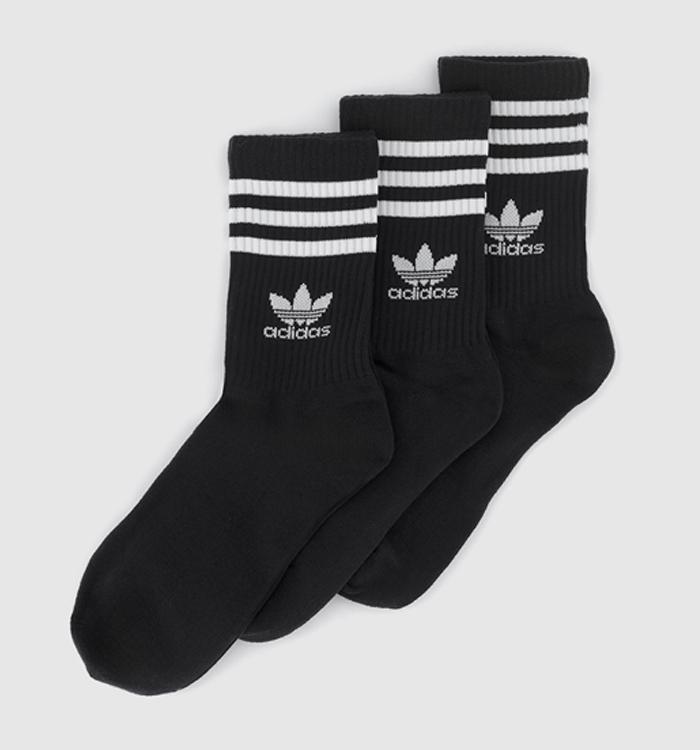 adidas Mid Cut Crew Socks 3 pack Black