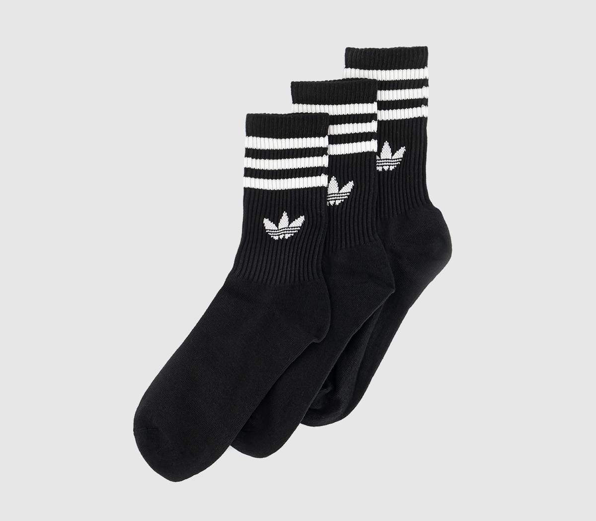 adidasMid Cut Crew Socks 3 PackBlack Black White
