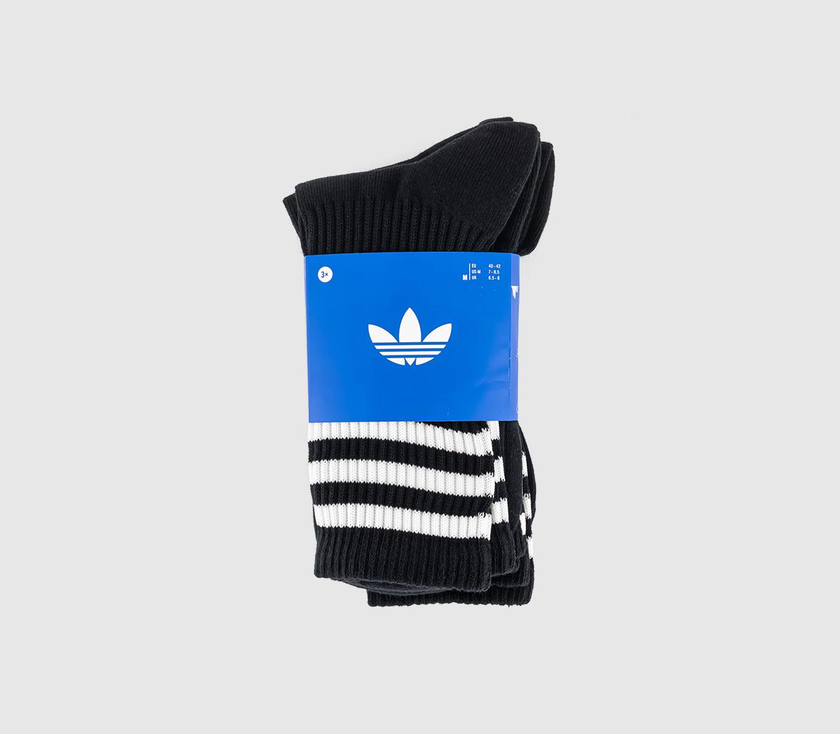 adidasMid Cut Crew Socks 3 PackBlack Black White