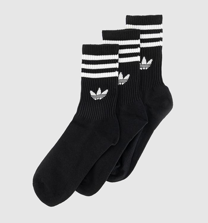 adidas Mid Cut Crew Socks 3 Pack Black Black White