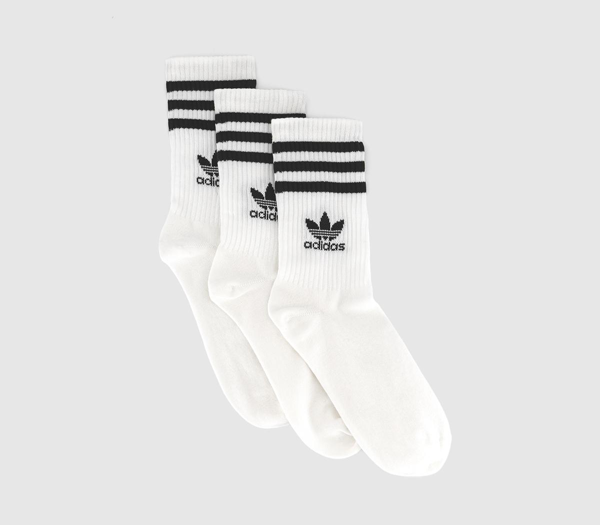 adidasMid Cut Crew Socks 3 PackWhite Black