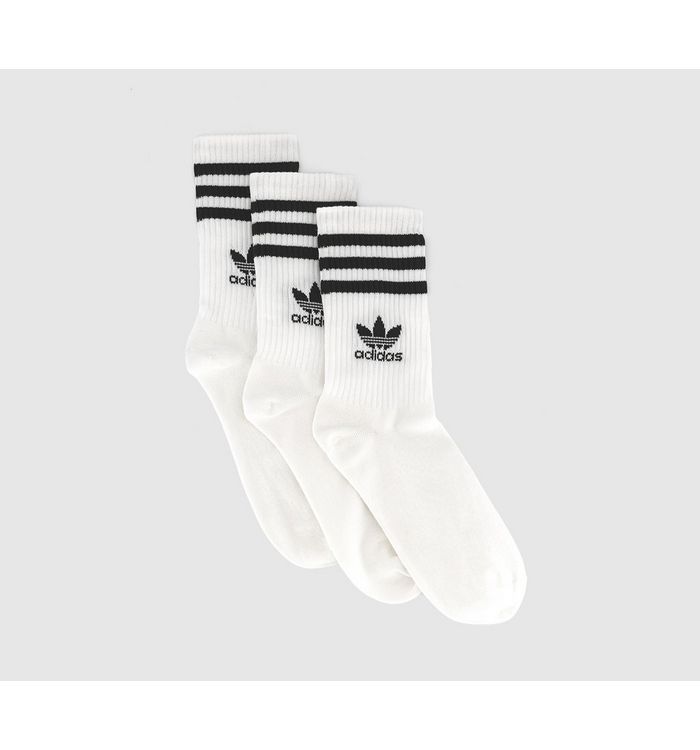 Adidas Mid Cut Crew Socks 3 Pack White Black