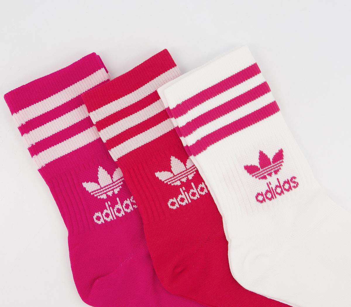 adidas Mid Cut Crew Sock Pack White Pink Accessories