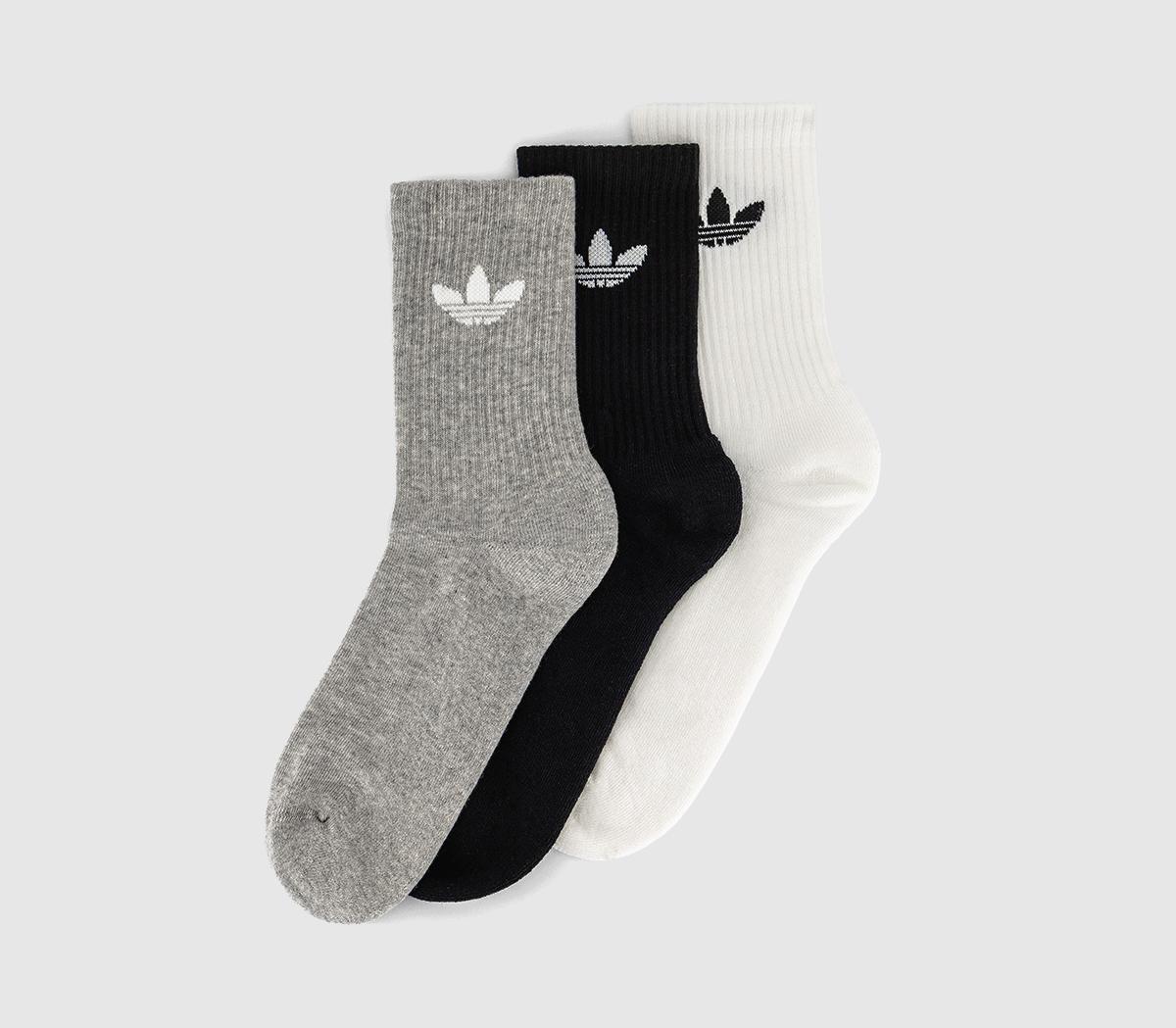 adidasMid Cut Crew Socks 3 packWhite Grey Black