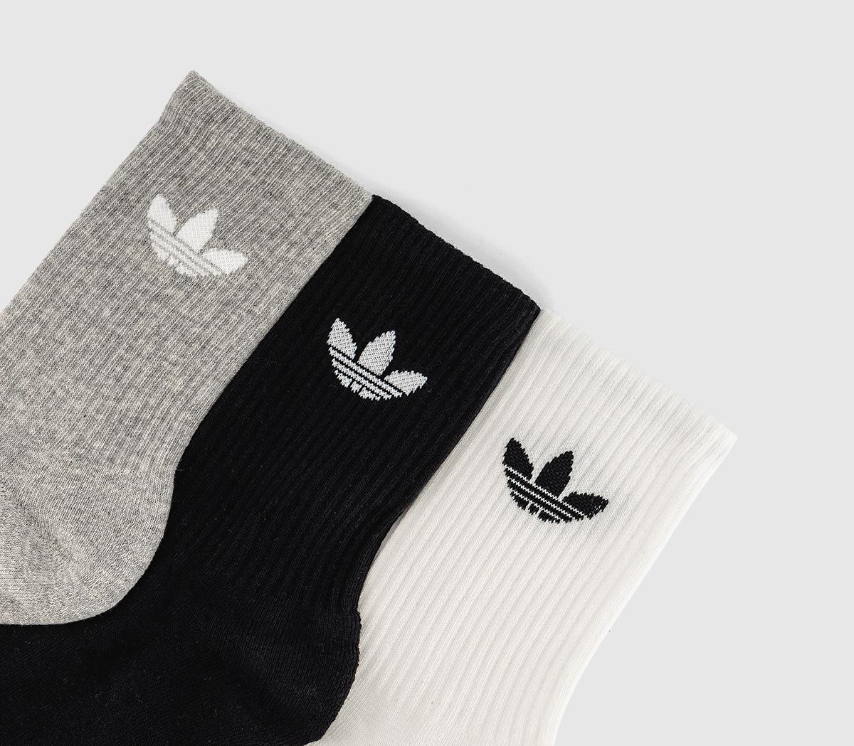 adidasMid Cut Crew Socks 3 packWhite Grey Black