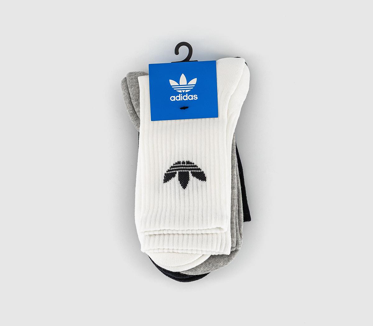 adidasMid Cut Crew Socks 3 packWhite Grey Black