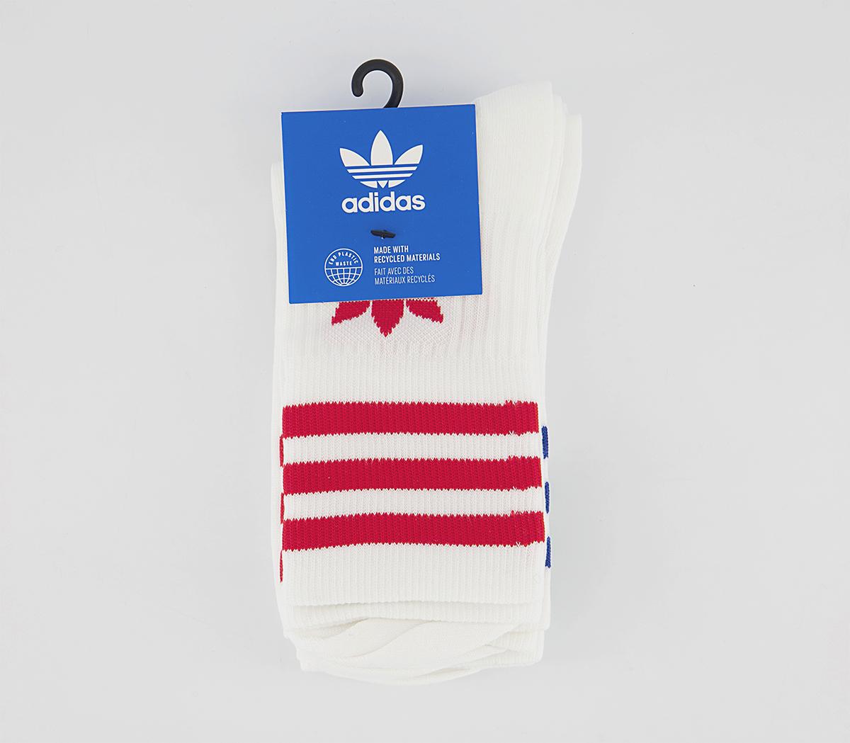 adidas Mid Cut Crew Socks 3pack adidas Mid Cut Crew Socks 3pack White Blue Green Red