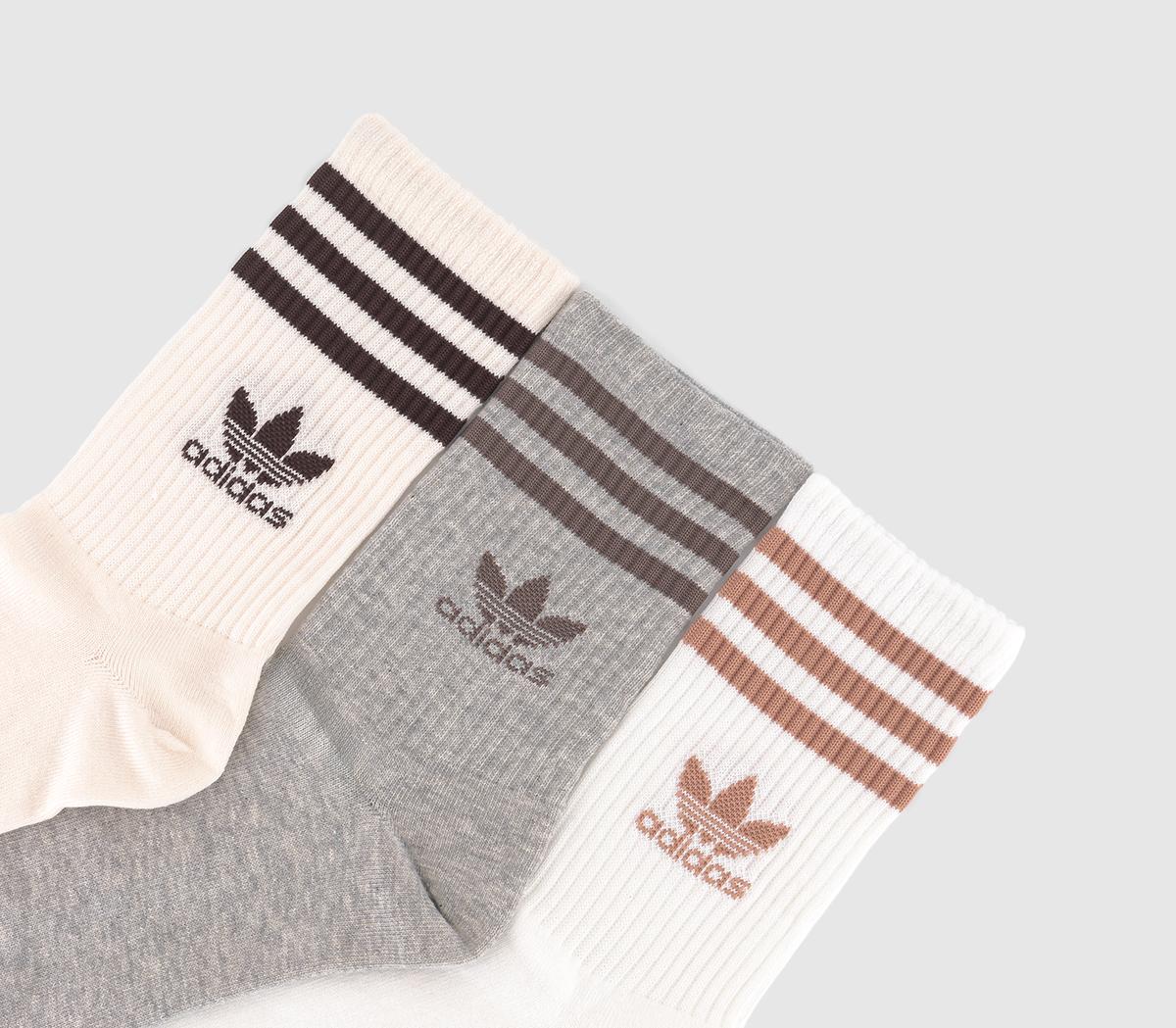adidas Mid Cut Crew Sock 3pack adidas Mid Cut Crew Sock 3pack White Medium Grey Heather Wonder White