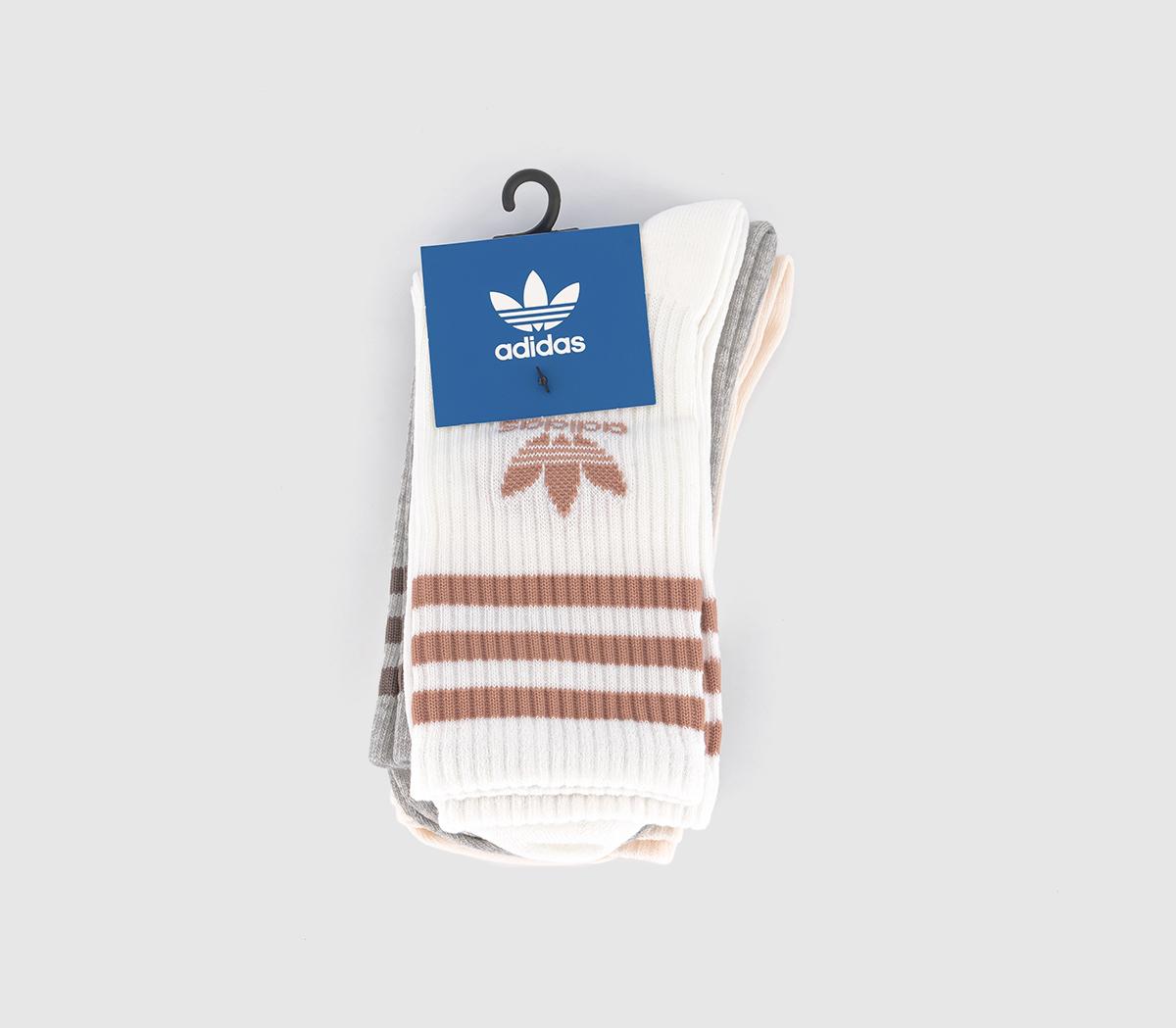adidas Mid Cut Crew Sock 3pack adidas Mid Cut Crew Sock 3pack White Medium Grey Heather Wonder White