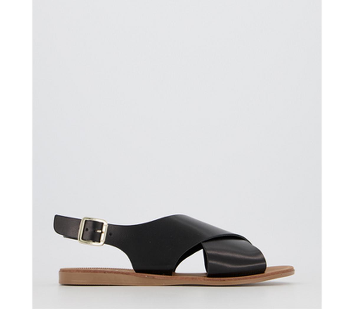 OFFICESeychelles Cross Strap SandalsBlack Leather