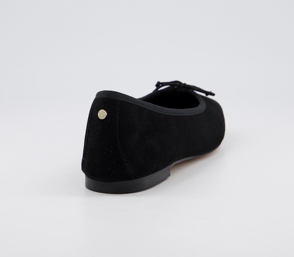 OFFICEFly away Square Toe Bow Ballerina FlatsBlack Suede