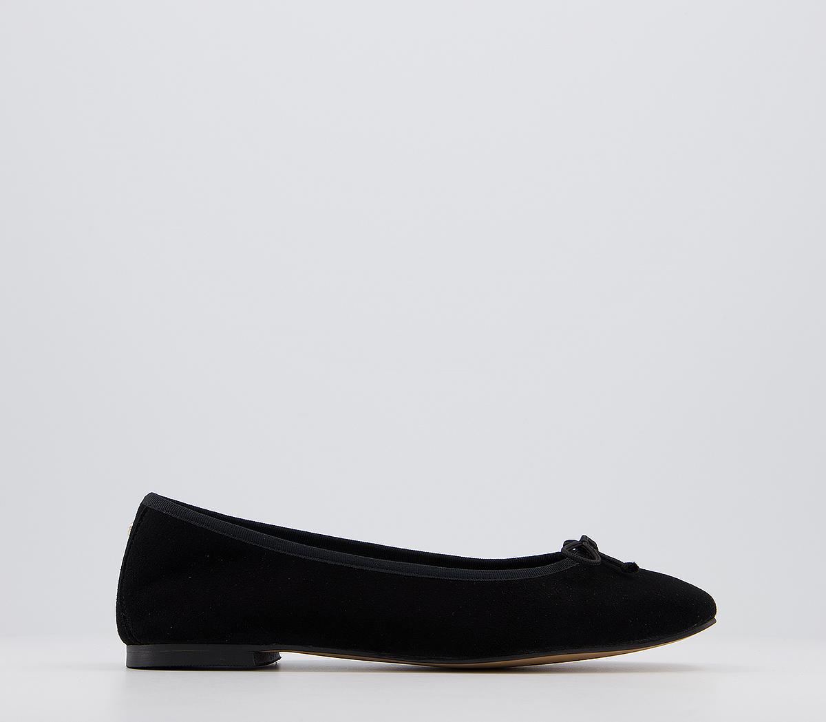OFFICEFly away Square Toe Bow Ballerina FlatsBlack Suede