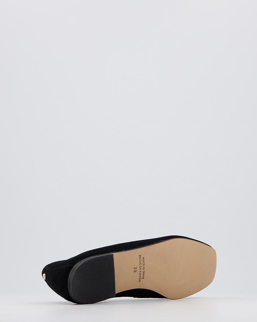 OFFICEFly away Square Toe Bow Ballerina FlatsBlack Suede