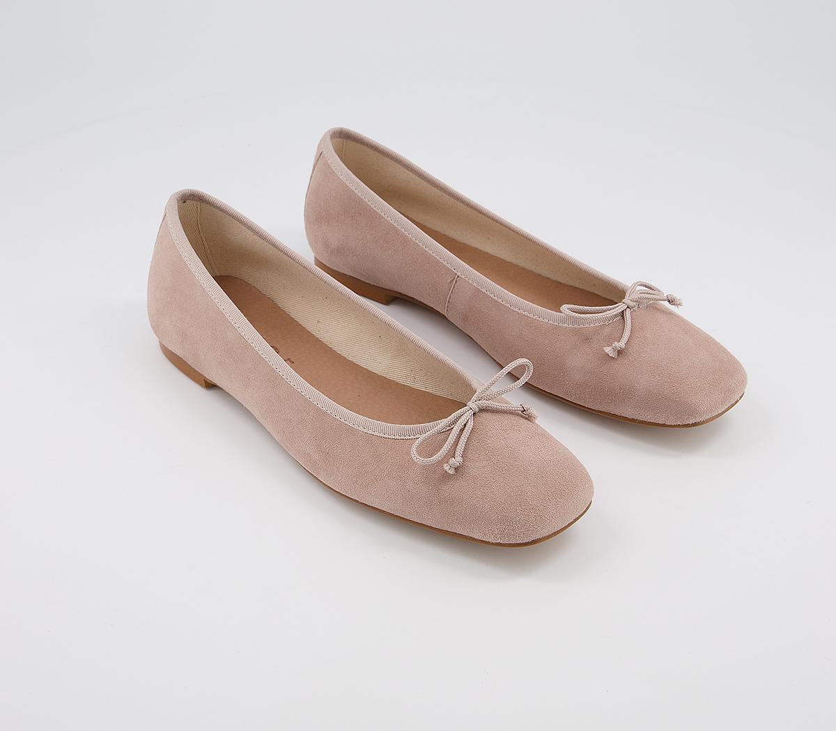 Office Fly Away Square Toe Bow Ballet Flats Blush Suede Flat Shoes For Women 1577