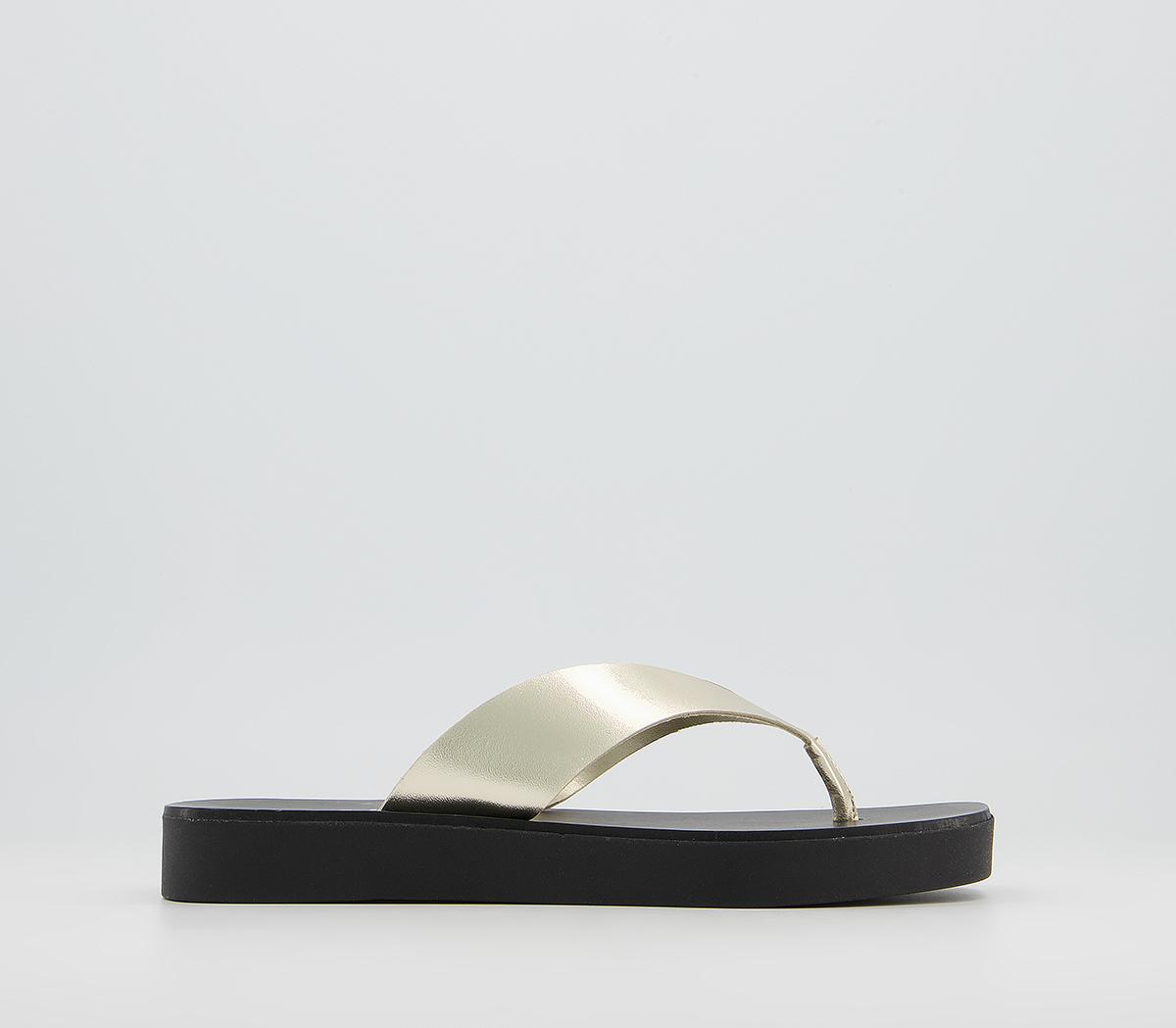 OFFICESophie Toe Post SandalsGold Leather