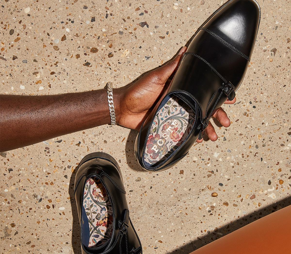 Pascal Toecap Monk Shoes Black Leather