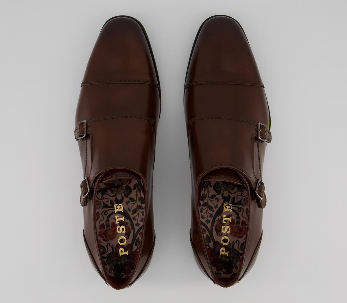 Poste Pascal Toecap Monk Shoes Poste Pascal Toecap Monk Shoes Tan Leather
