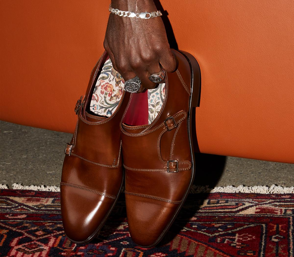 Pascal Toecap Monk Shoes Tan Leather