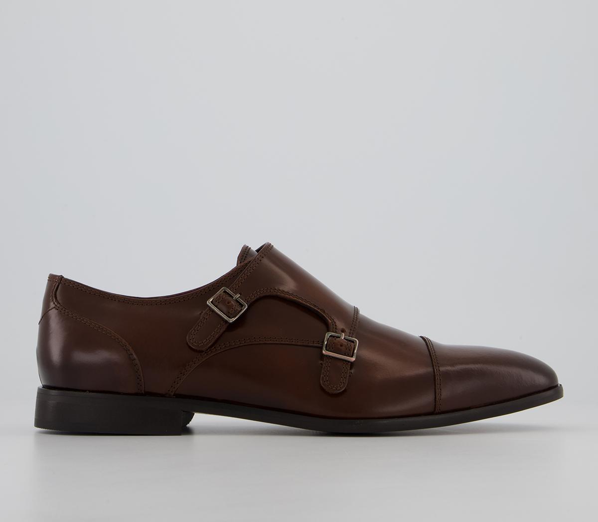 PostePascal Toecap Monk ShoesTan Leather