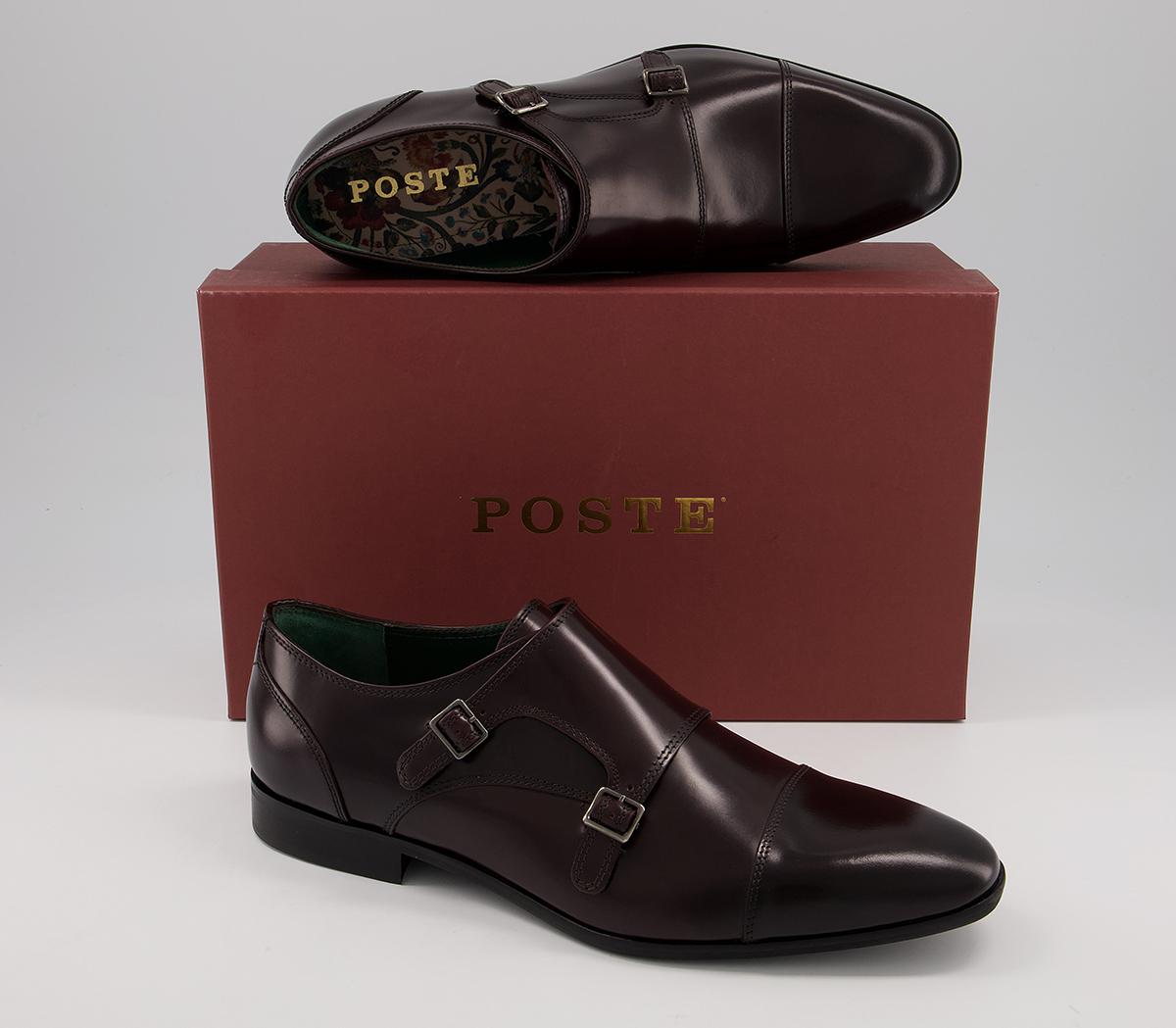 Poste Pascal Toecap Monk Shoes Poste Pascal Toecap Monk Shoes Burgundy Leather