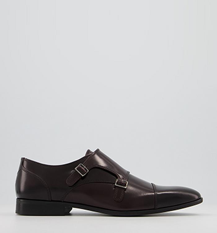 Poste Pascal Toecap Monk Shoes Burgundy Leather