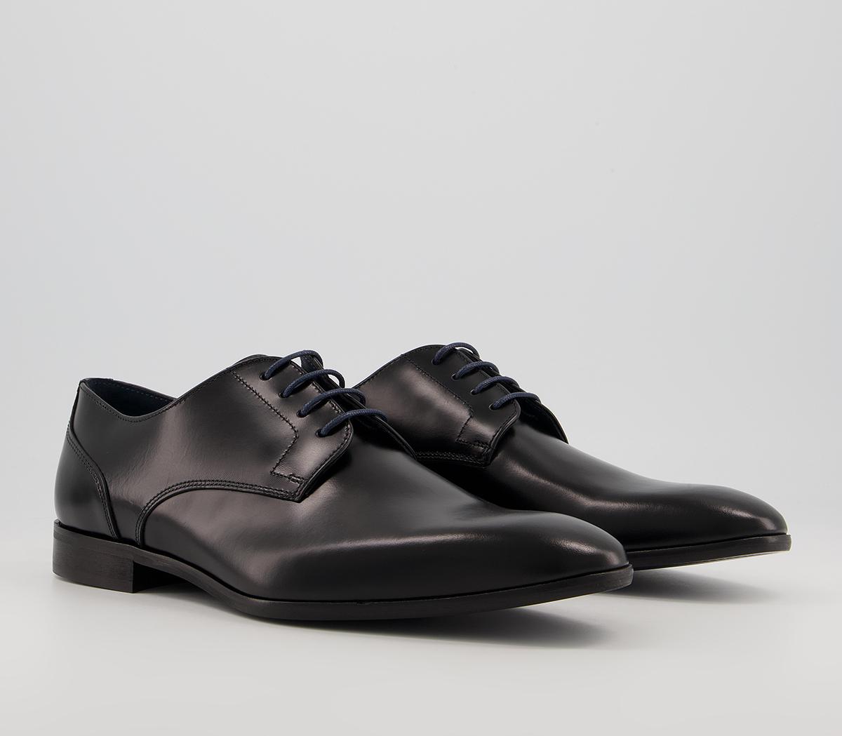 Poste Princeton Derby Shoes Black Leather - Men’s Smart Shoes