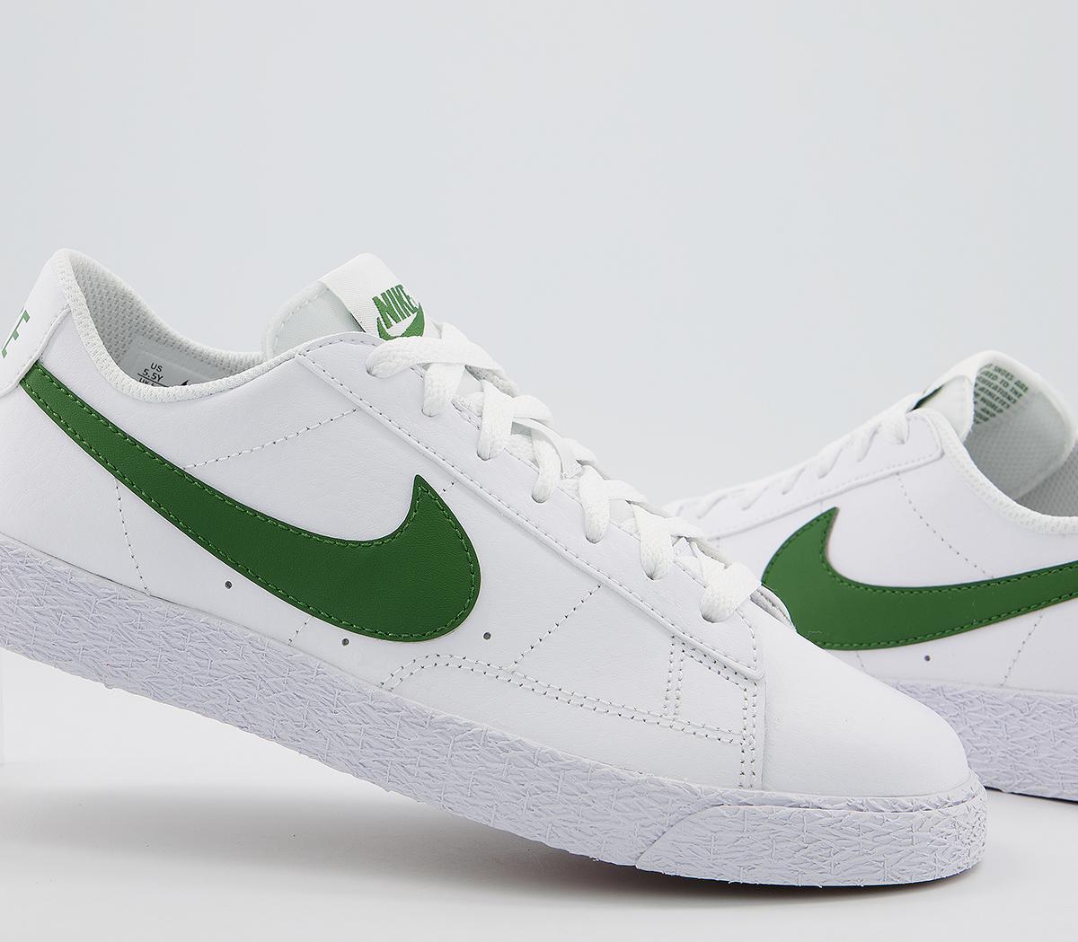 Nike Blazer Low Gs Trainers White Forest Green - Women's Trainers