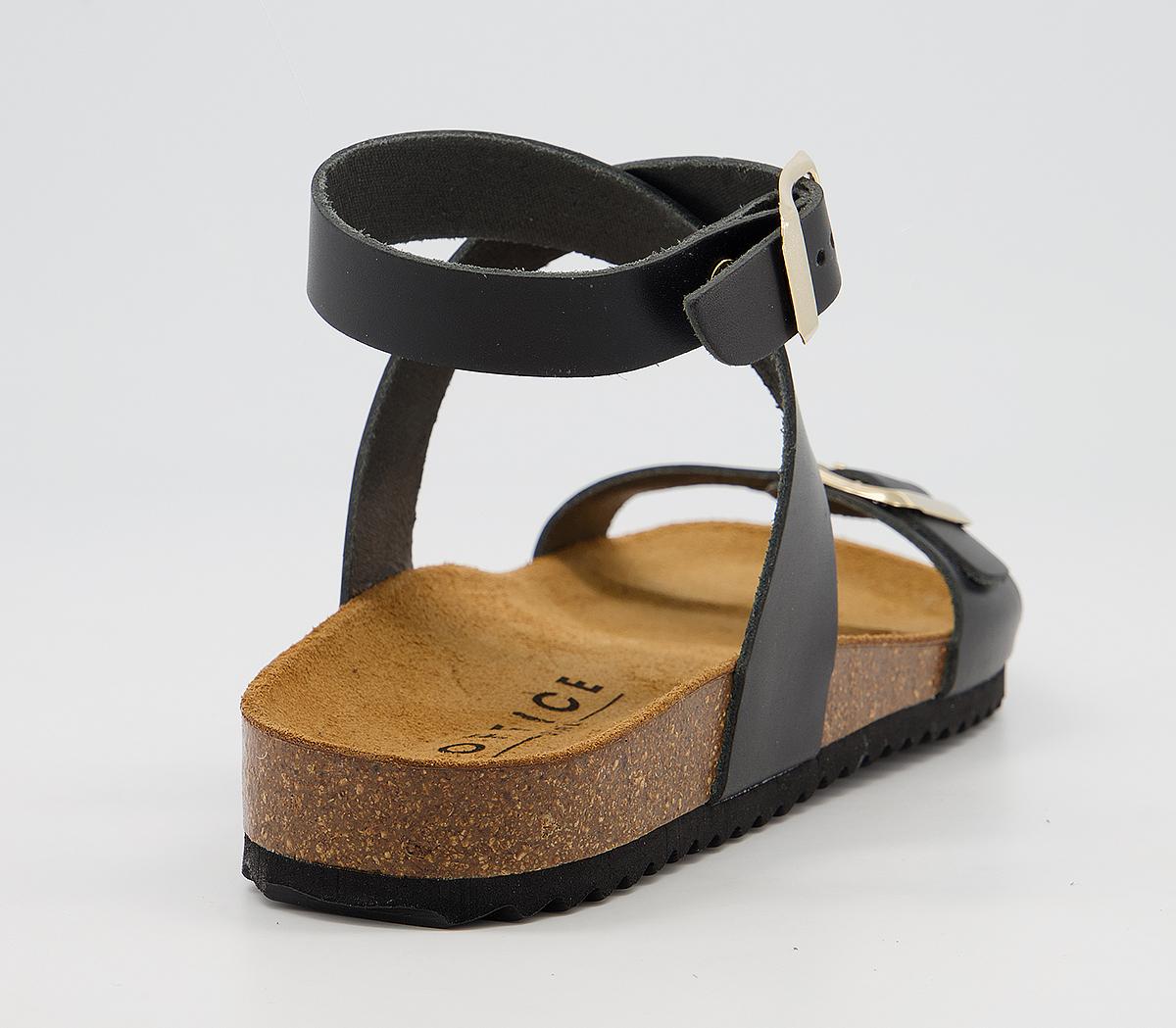 OFFICESkala Footbed SandalsBlack Leather