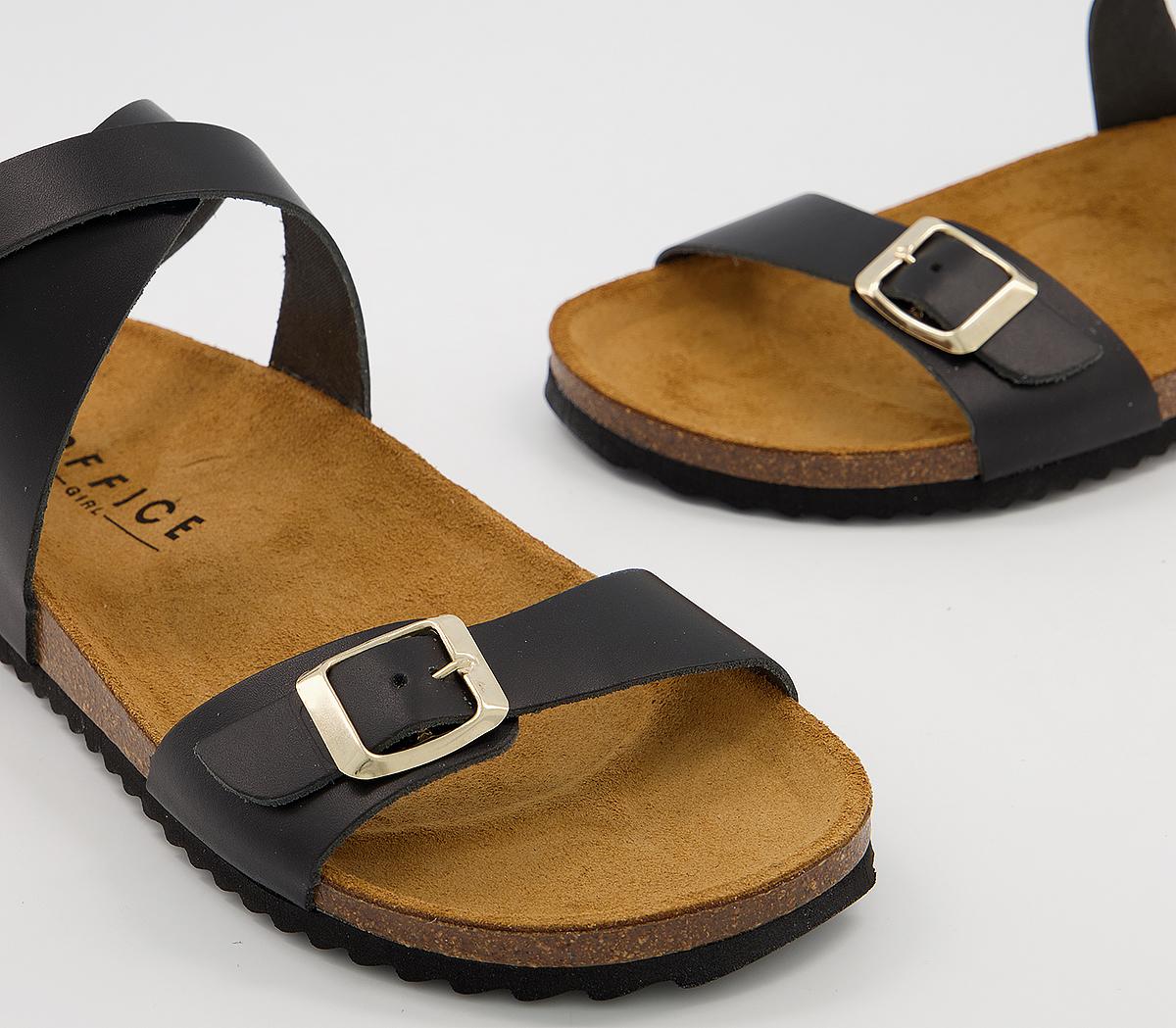 OFFICESkala Footbed SandalsBlack Leather
