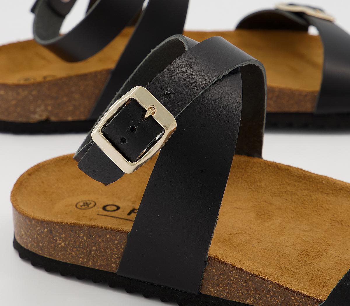 OFFICESkala Footbed SandalsBlack Leather