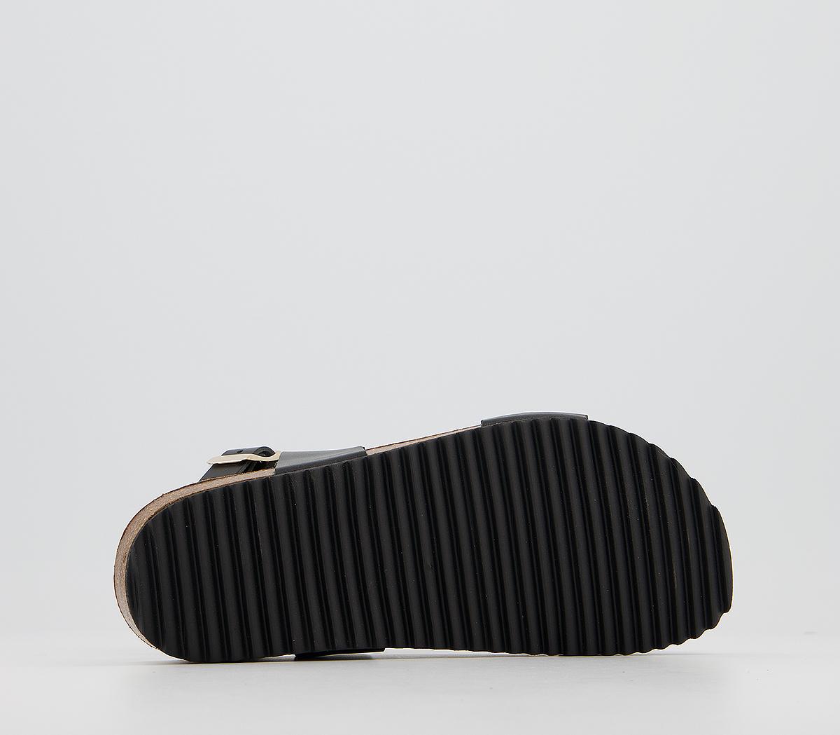 OFFICESkala Footbed SandalsBlack Leather