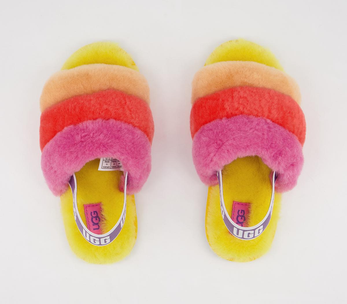 UGGFluff Yeah Slide Infant SlippersYellow Rainbow