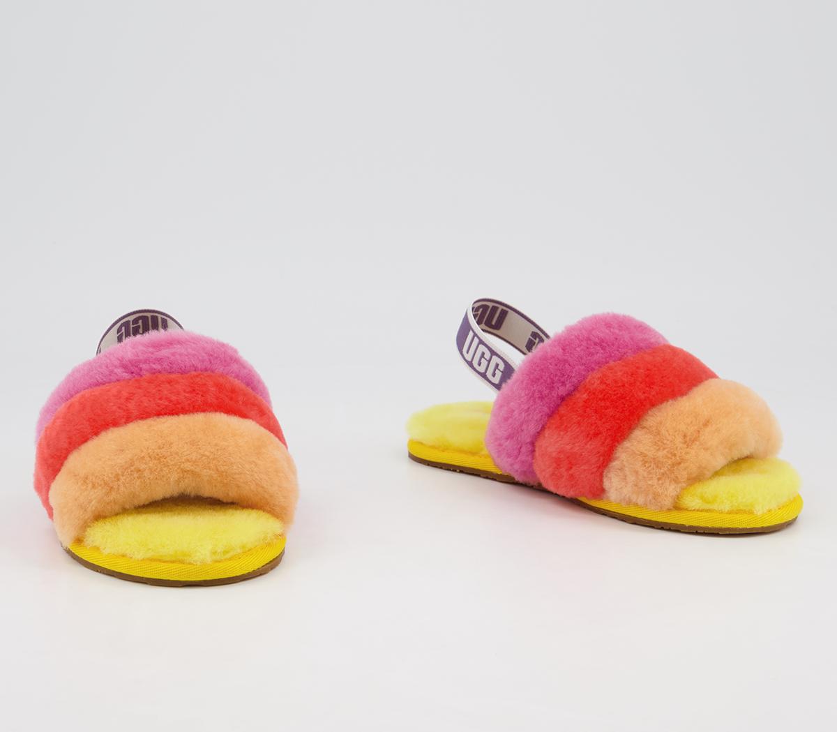 UGGFluff Yeah Slide Infant SlippersYellow Rainbow