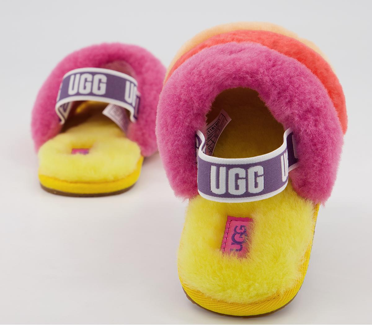 UGGFluff Yeah Slide Infant SlippersYellow Rainbow