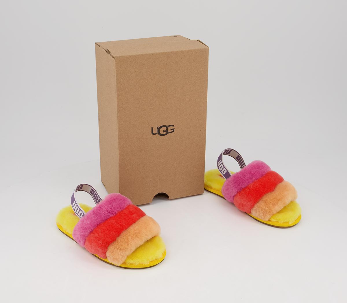 UGGFluff Yeah Slide Infant SlippersYellow Rainbow