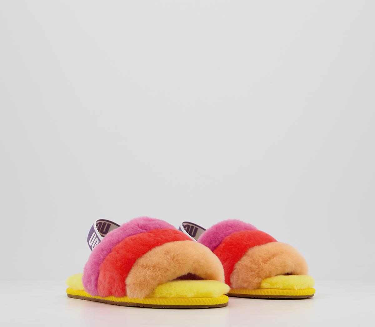 UGGFluff Yeah Slide Infant SlippersYellow Rainbow