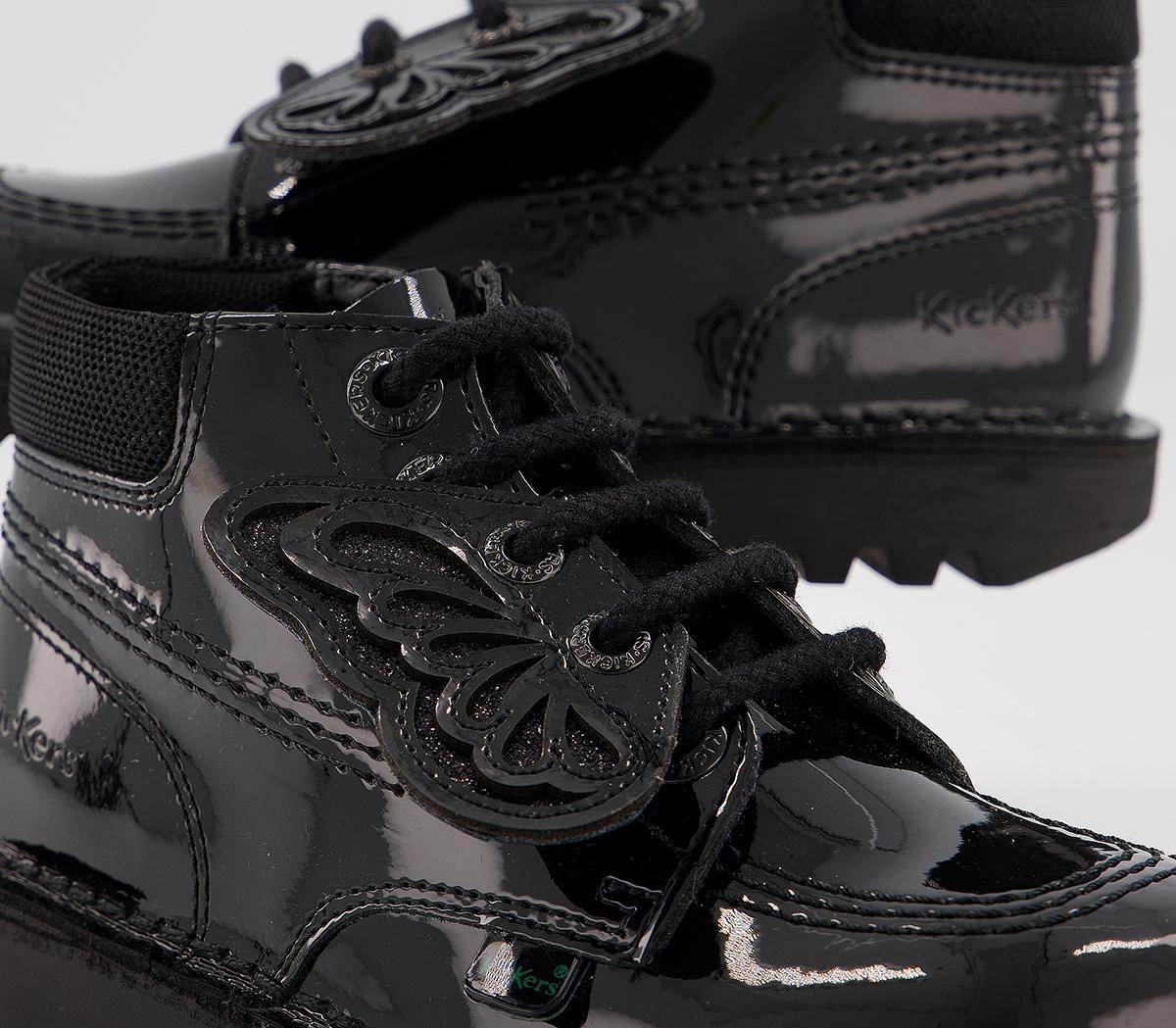 Kickers Kick Hi Faeries Split Infant Boots Kickers Kick Hi Faeries Split Infant Boots Black Patent Leather