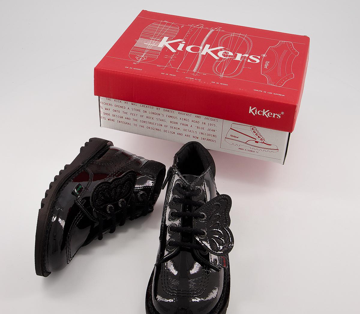 Kickers Kick Hi Faeries Split Infant Boots Kickers Kick Hi Faeries Split Infant Boots Black Patent Leather