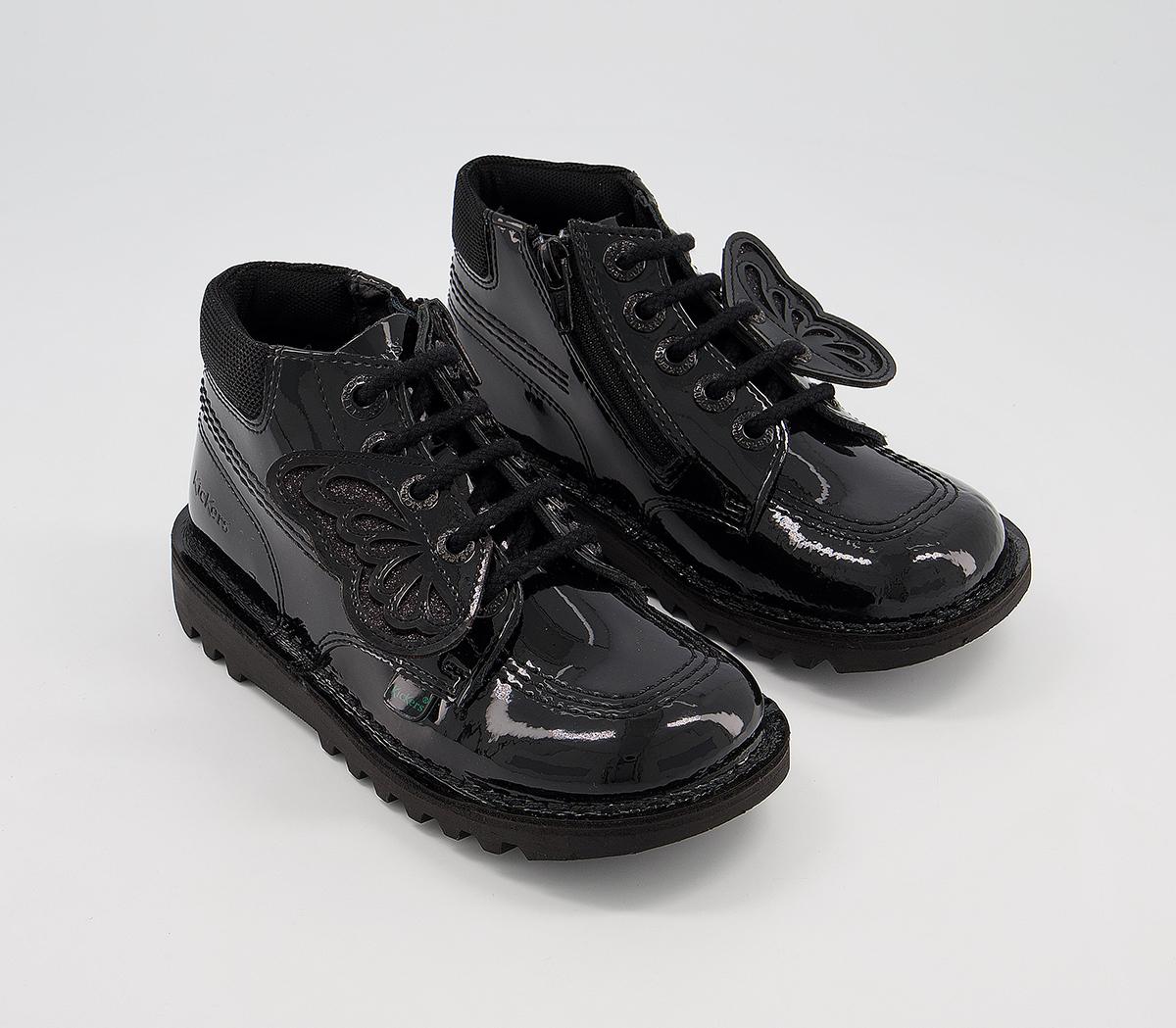 Kickers Kick Hi Faeries Split Infant Boots Kickers Kick Hi Faeries Split Infant Boots Black Patent Leather